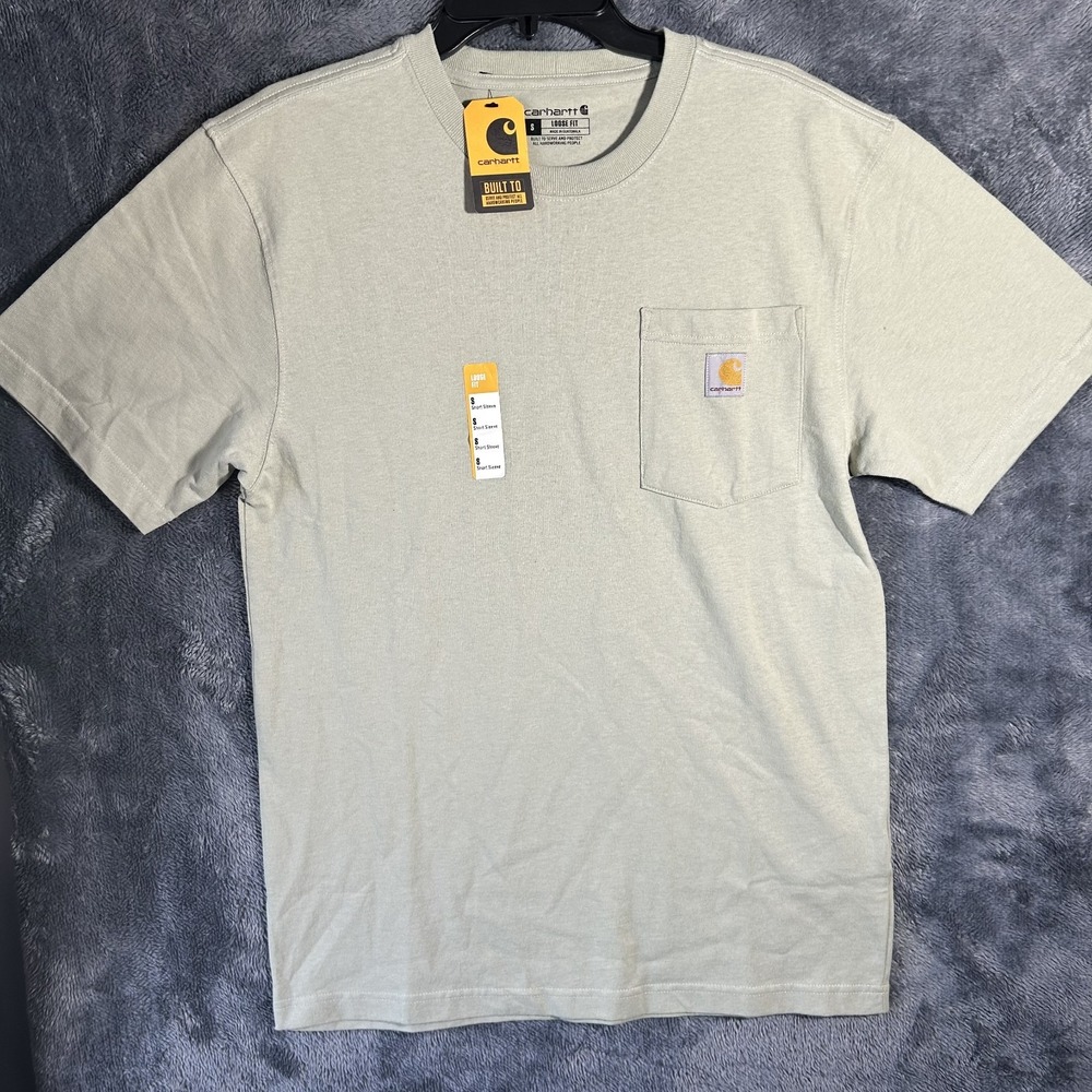 Carhartt Mens Size S Green Short Sleeve Loose Fit Heavyweight Tee Shirt